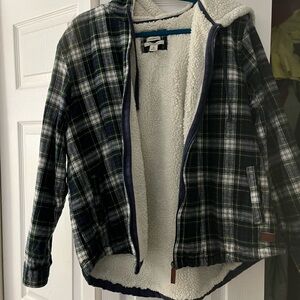 LL Bean Women's Scotch Plaid Flannel Shirt, Sherpa-Lined Zip Hoodie